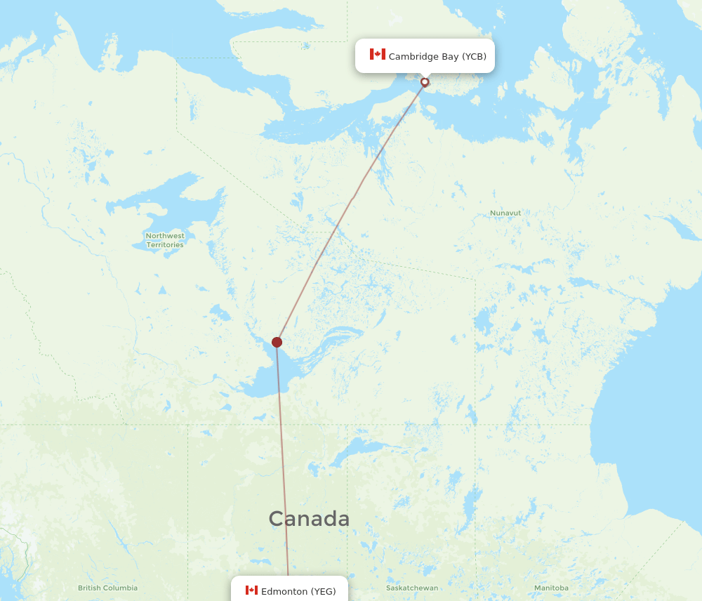 YCB-YEG flight routes