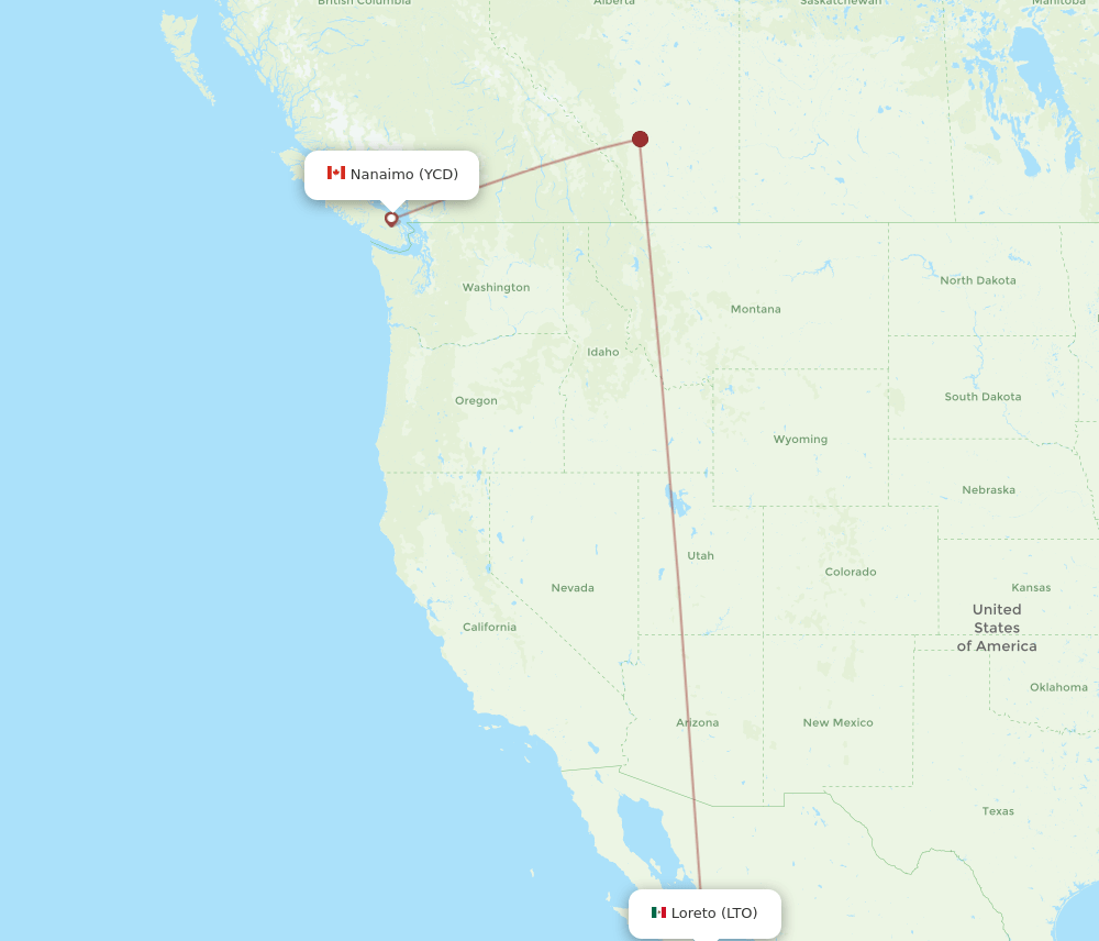 YCD-LTO flight routes
