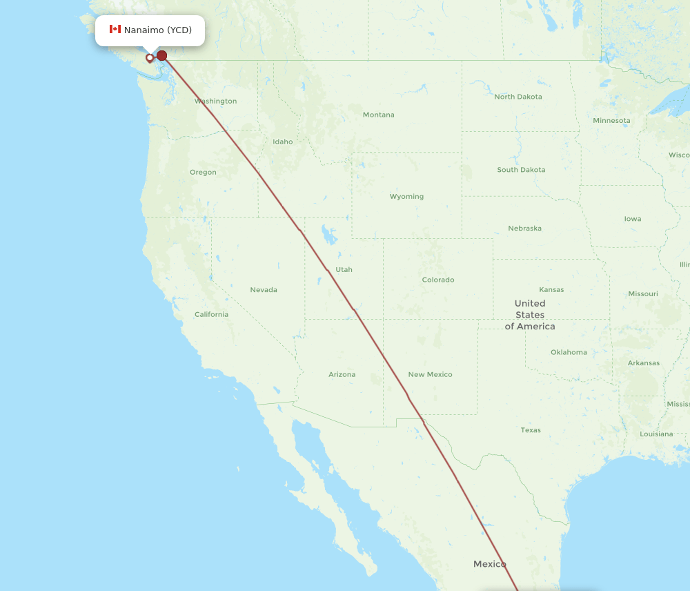 YCD-MEX flight routes