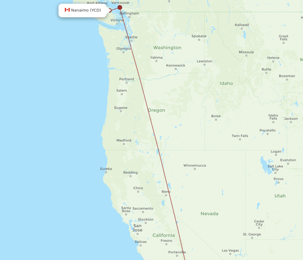 YCD-SNA flight routes