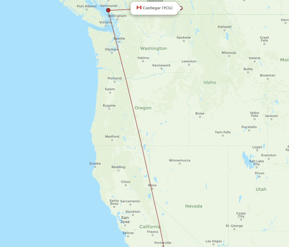 YCG-LAX flight routes