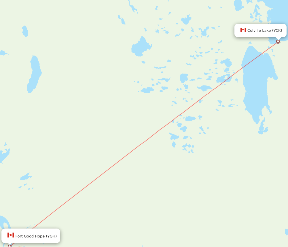 Colville Lake - Fort Good Hope route map and flight paths