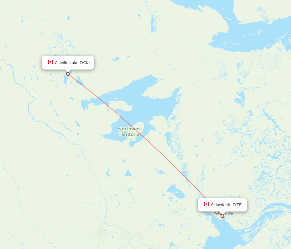 YCK to YZF flights and routes map