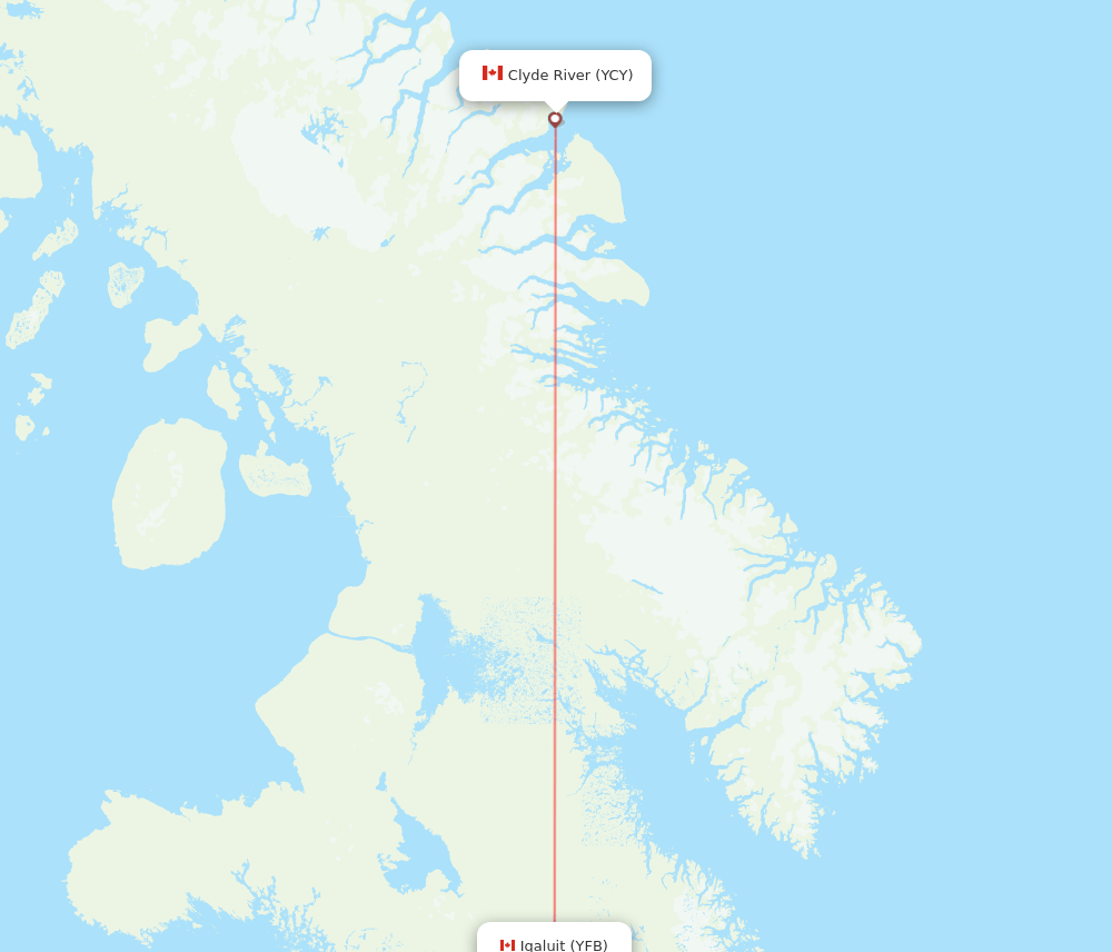 Clyde River - Iqaluit route map and flight paths