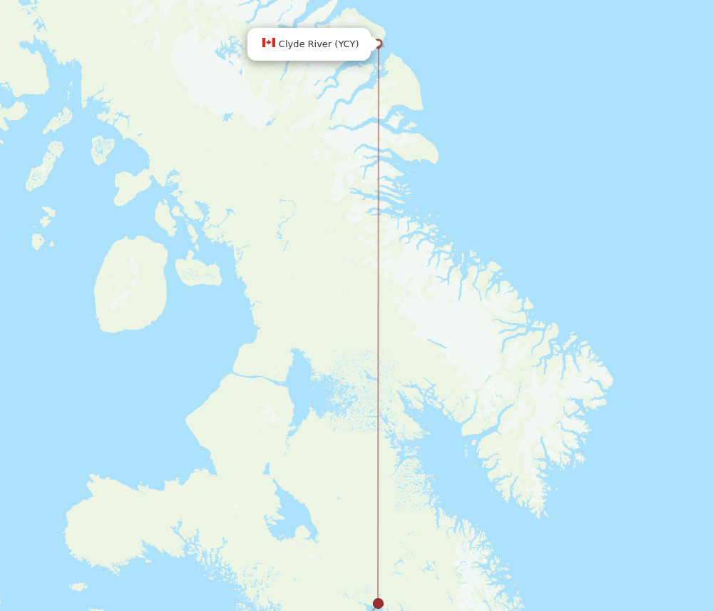 Kimmirut/Lake Harbour - Clyde River route map and flight paths