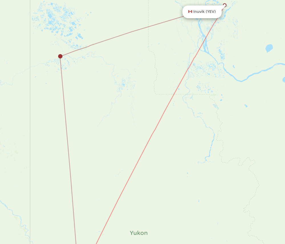 Dawson City - Inuvik route map and flight paths