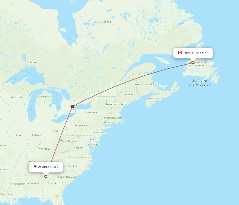YDF-ATL flight routes