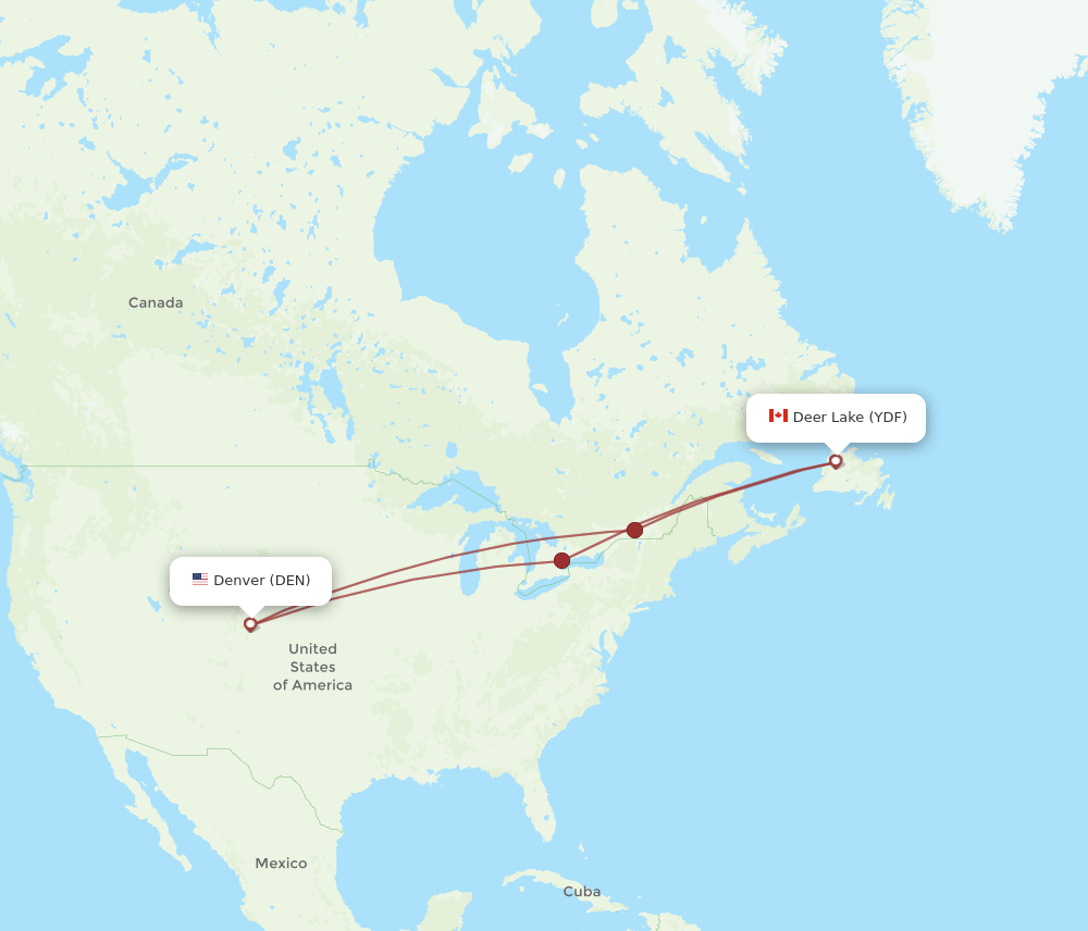 YDF-DEN flight routes