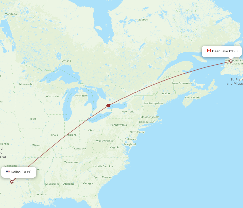 YDF-DFW flight routes