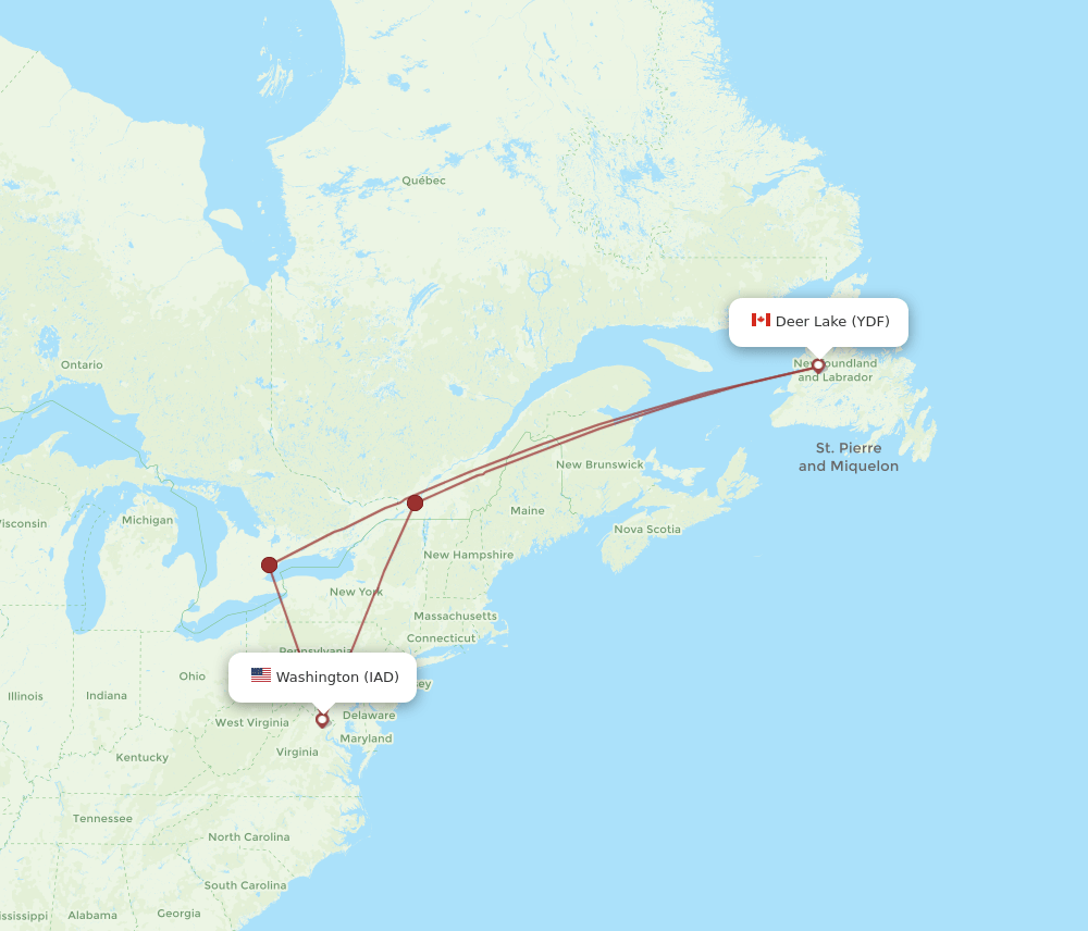 YDF-IAD flight routes