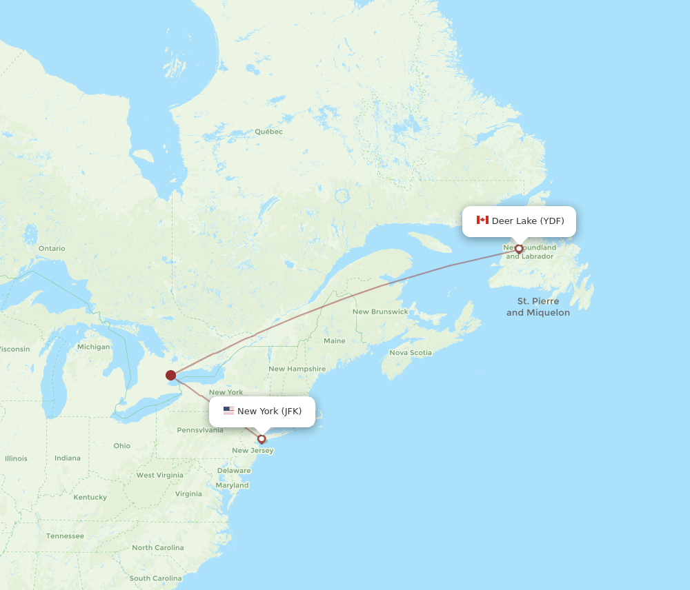 YDF-JFK flight routes