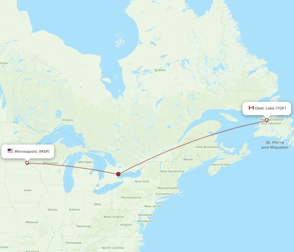 YDF-MSP flight routes