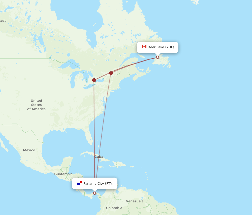 YDF-PTY flight routes