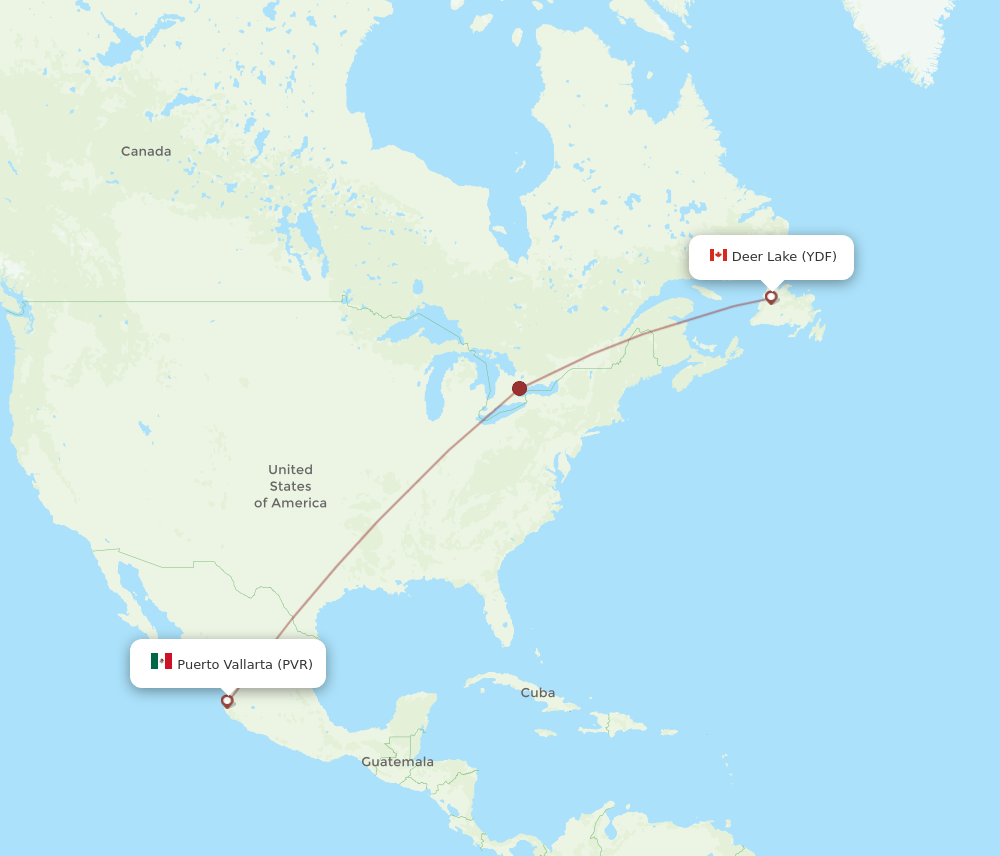 YDF to PVR flights and routes map