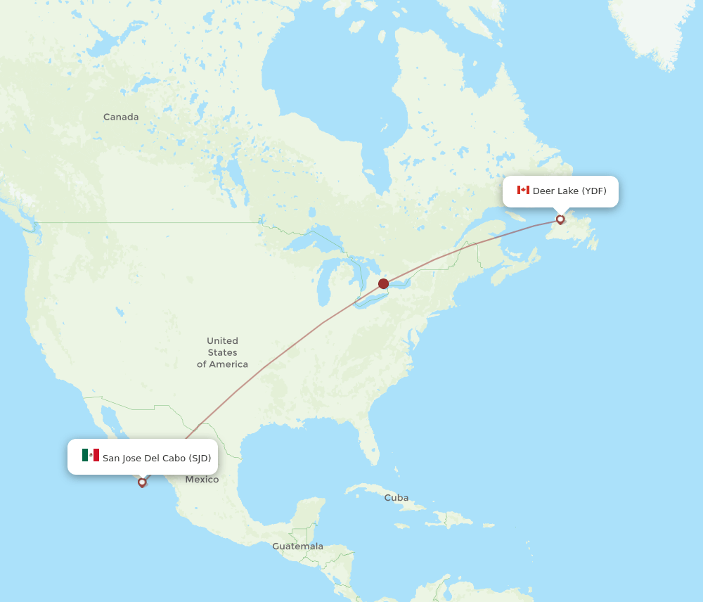 YDF to SJD flights and routes map