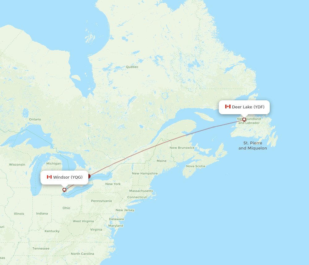 YDF to YQG flights and routes map