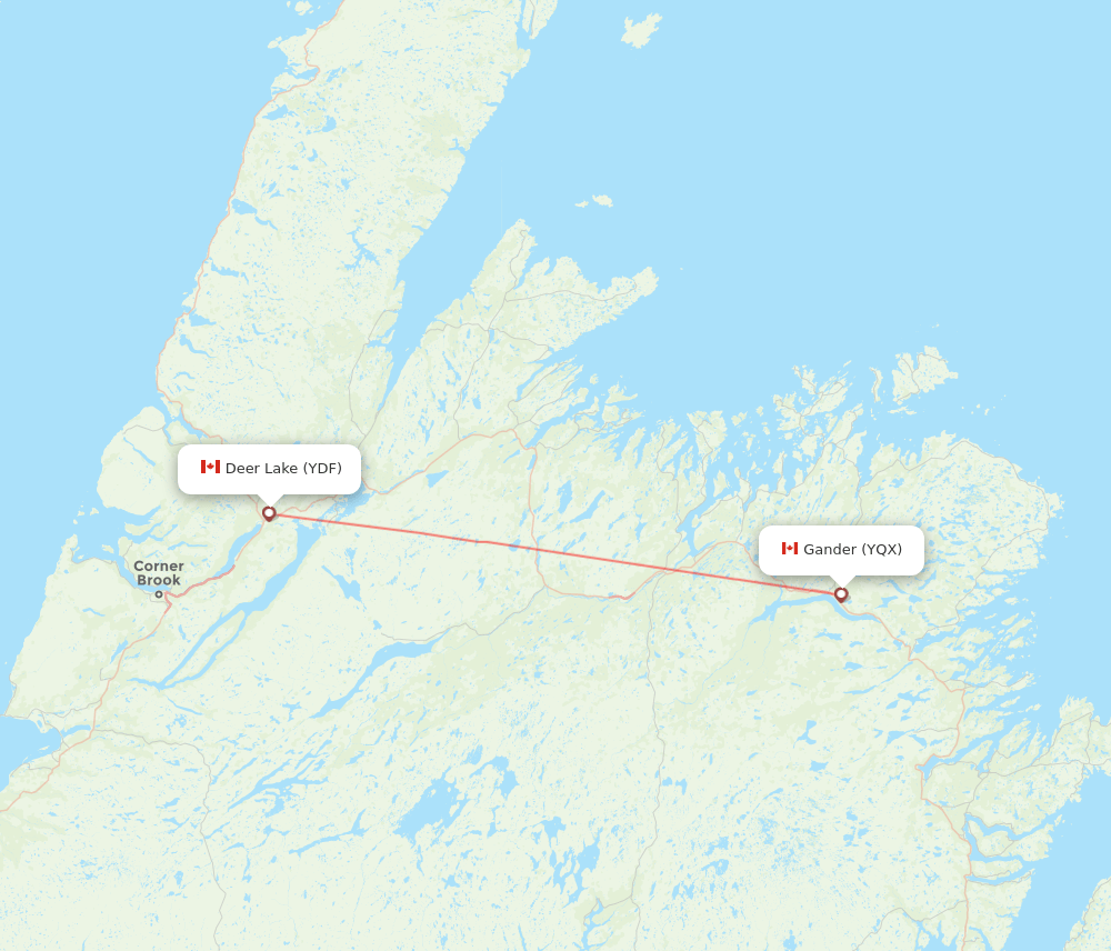 Deer Lake - Gander route map and flight paths