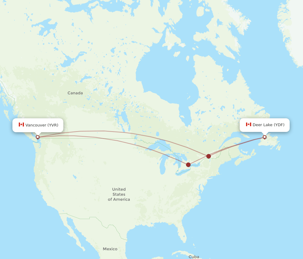 YDF-YVR flight routes