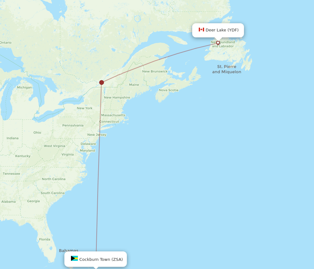 YDF-ZSA flight routes