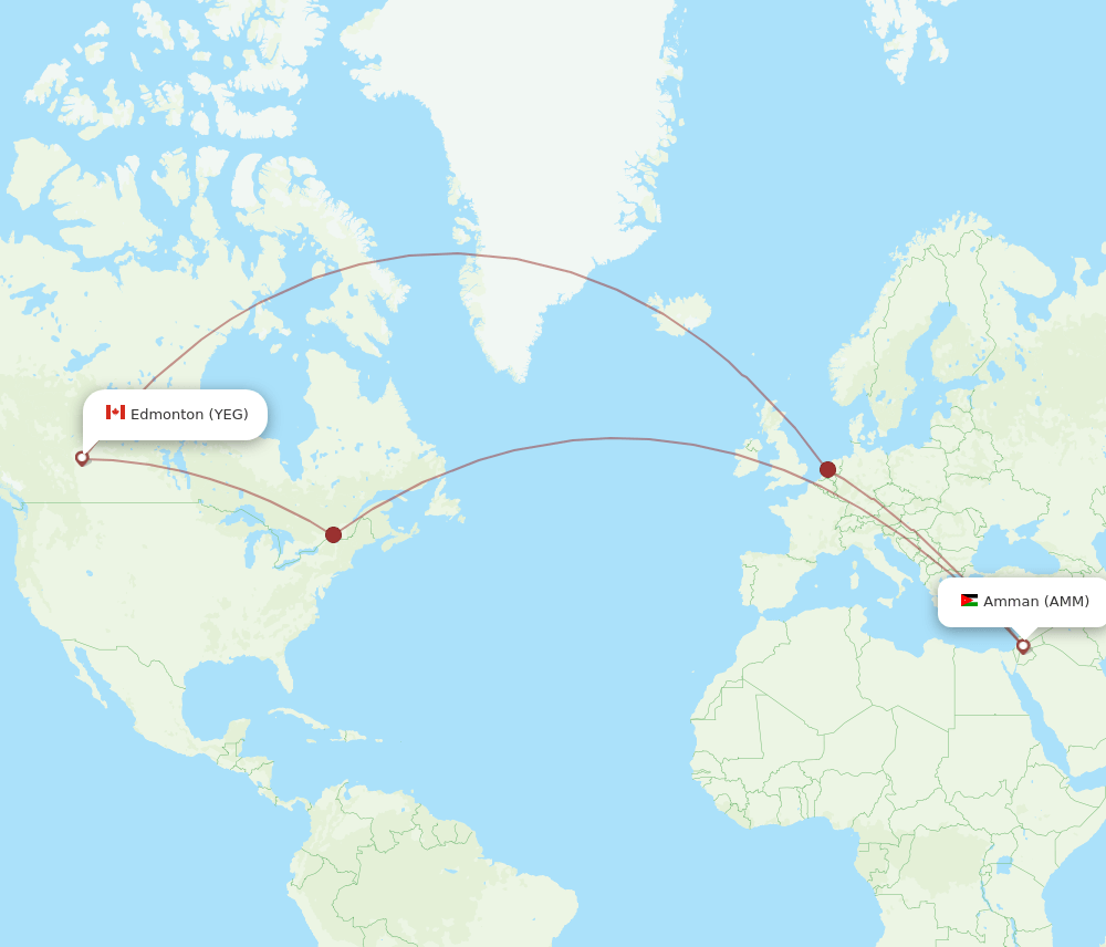 YEG to AMM flights and routes map