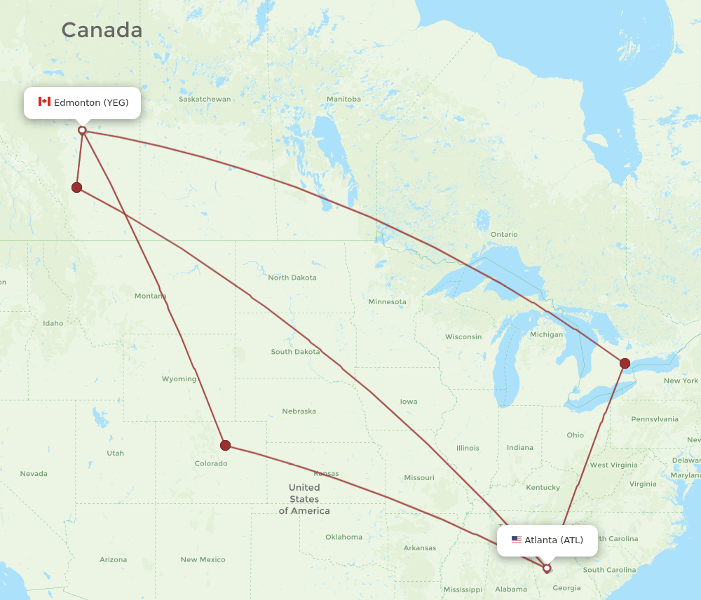 YEG-ATL flight routes