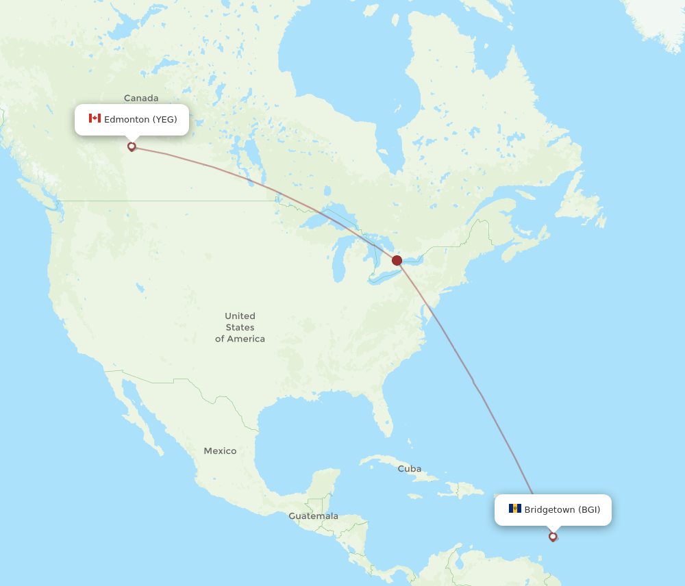 YEG-BGI flight routes