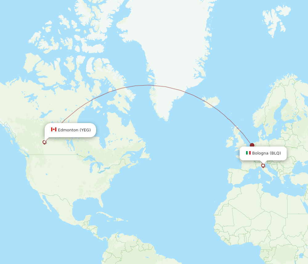 YEG to BLQ flights and routes map