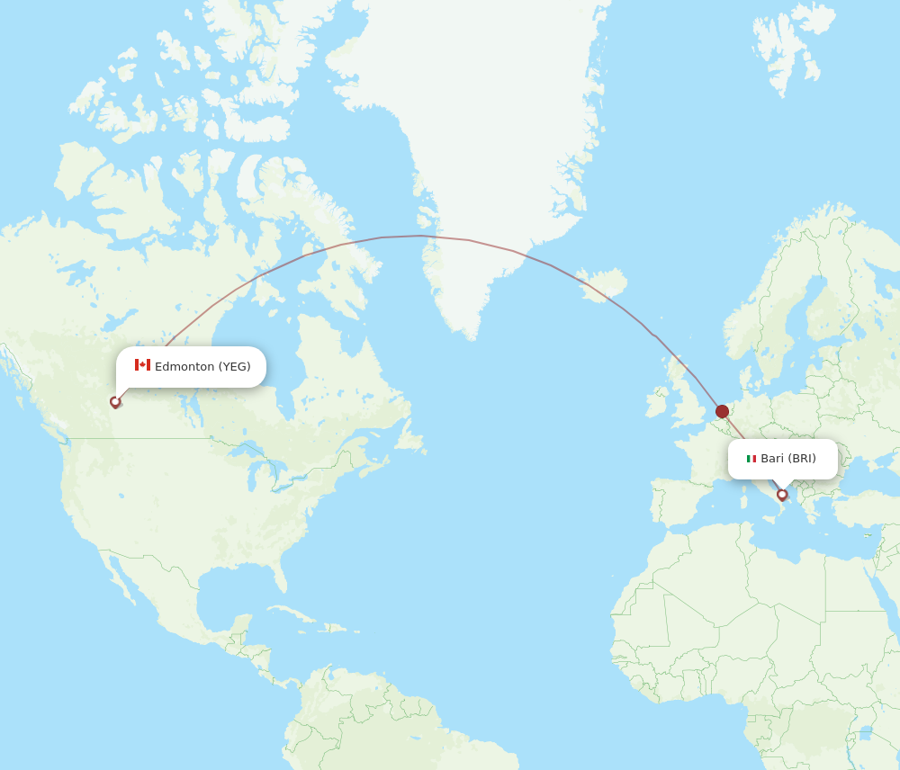 YEG to BRI flights and routes map