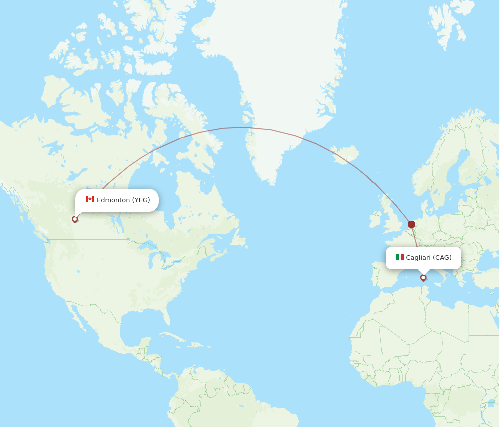 YEG to CAG flights and routes map