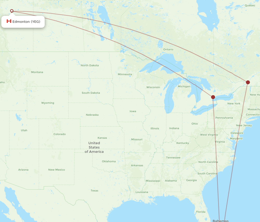 YEG-CCC flight routes