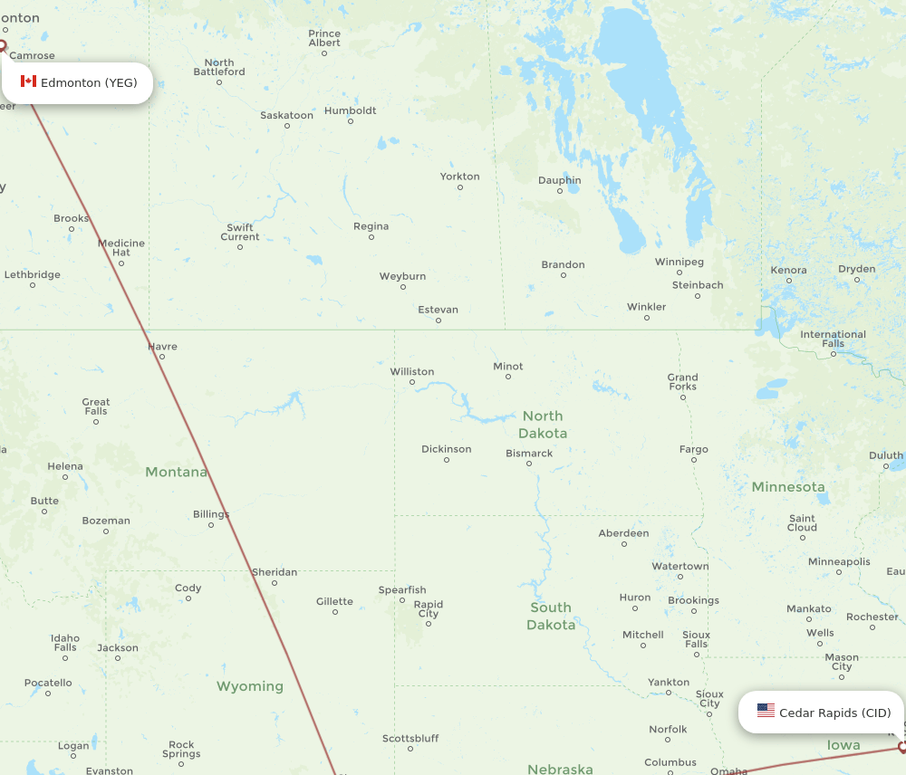 YEG-CID flight routes