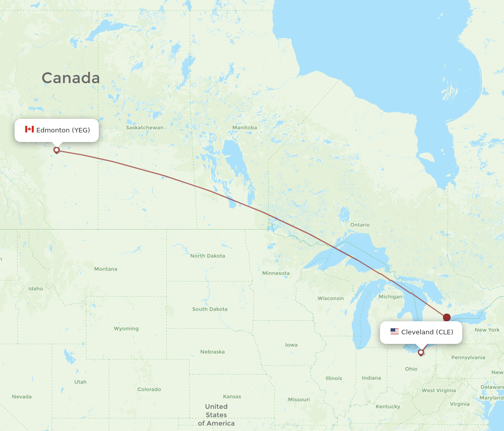 YEG-CLE flight routes