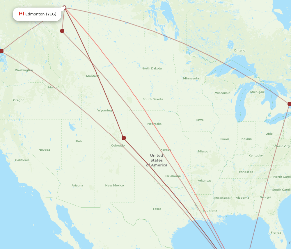 YEG-CUN flight routes
