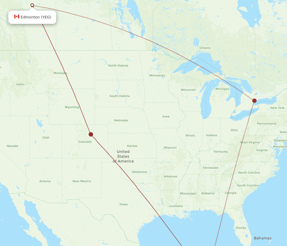 YEG-CZM flight routes