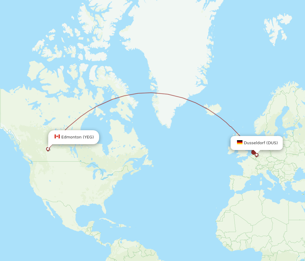 YEG-DUS flight routes