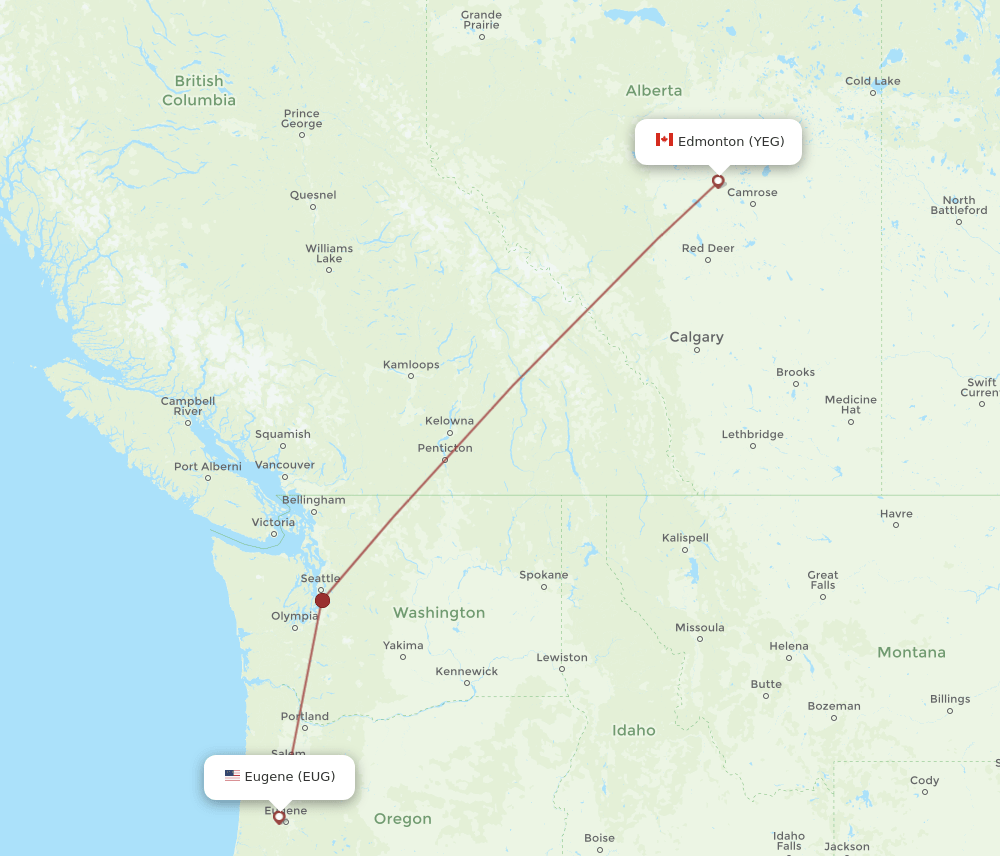 YEG-EUG flight routes