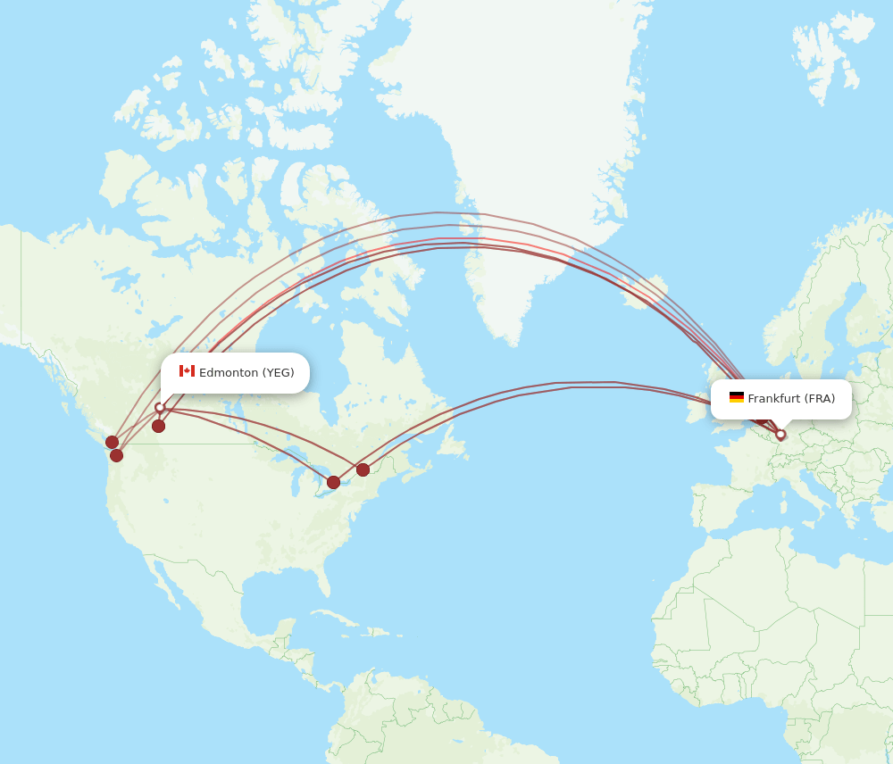 YEG to FRA flights and routes map