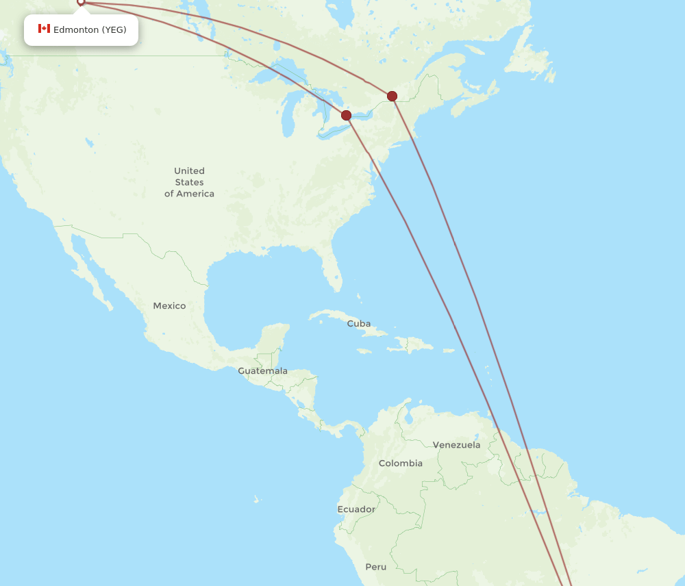 YEG-GRU flight routes