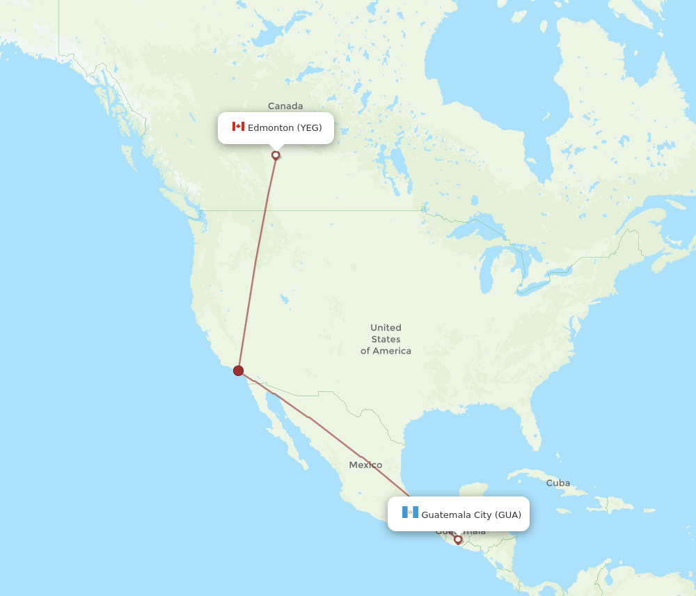 YEG-GUA flight routes
