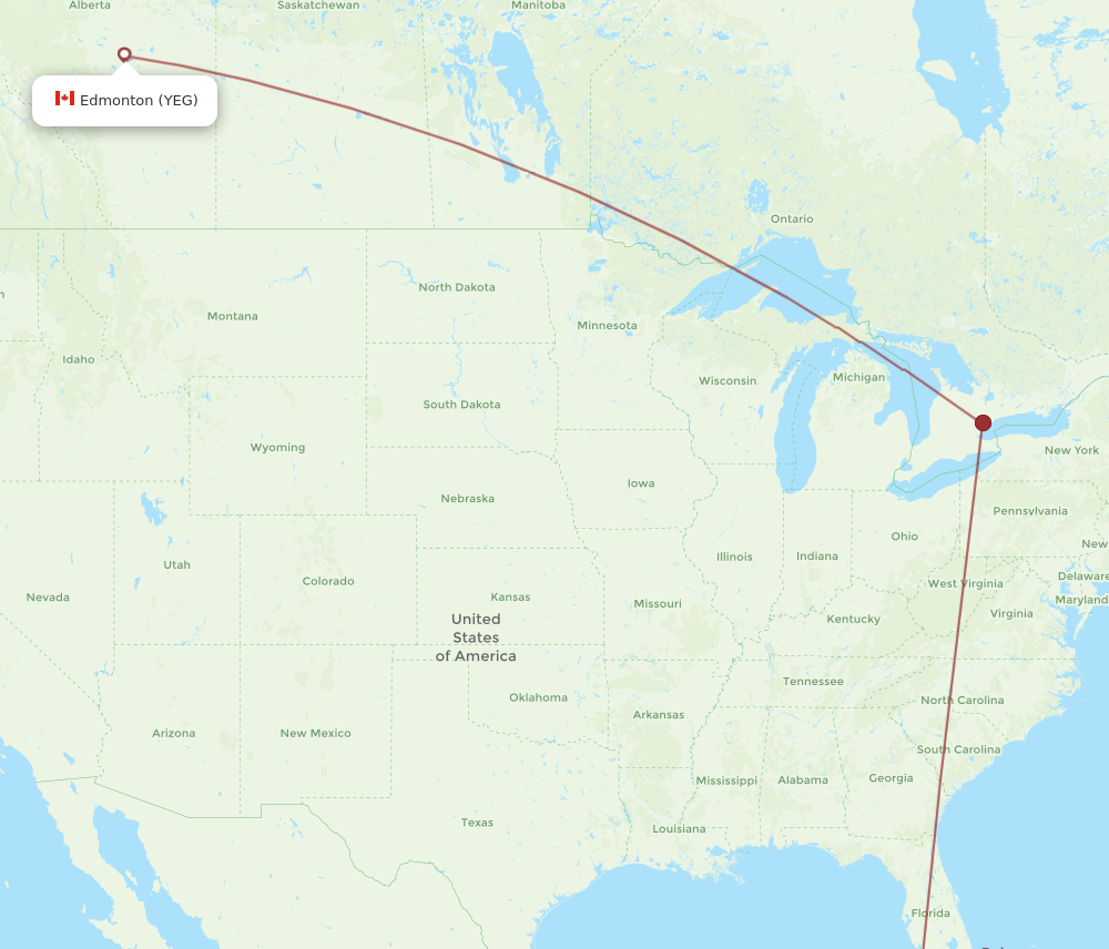 YEG to HAV flights and routes map