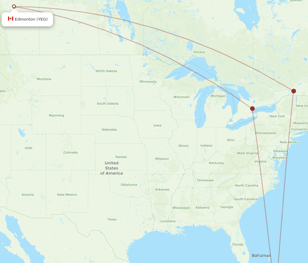 YEG to HOG flights and routes map