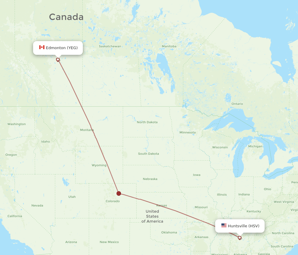 YEG to HSV flights and routes map