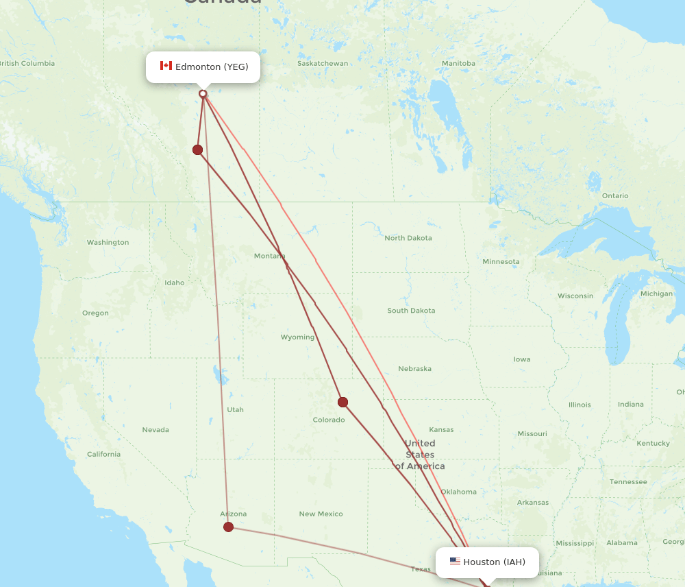 YEG-IAH flight routes