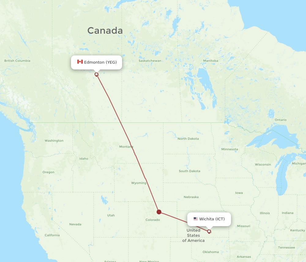 YEG-ICT flight routes