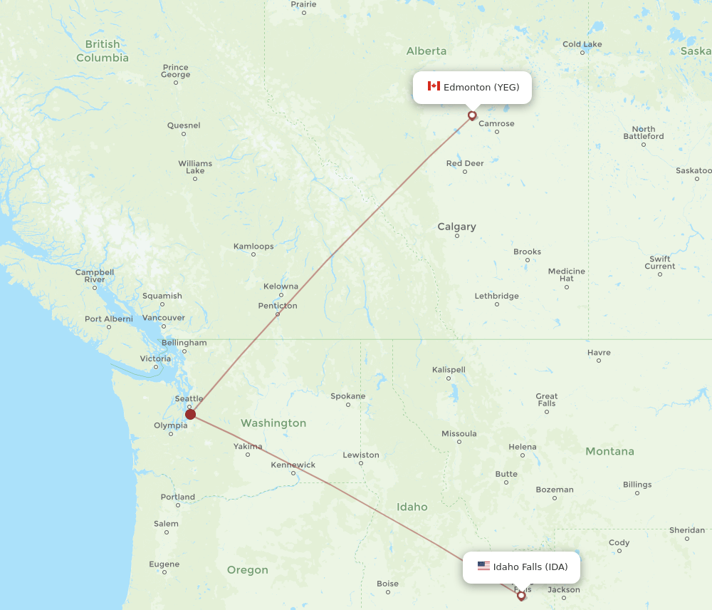 YEG-IDA flight routes