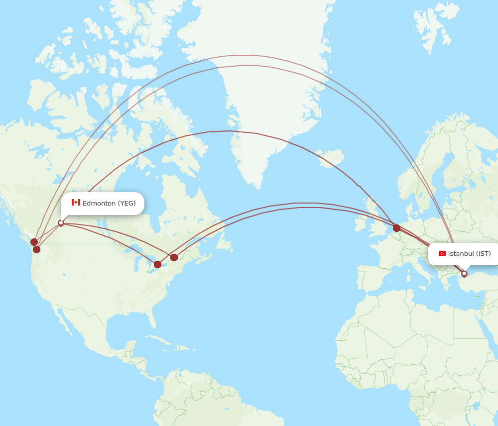 YEG-IST flight routes