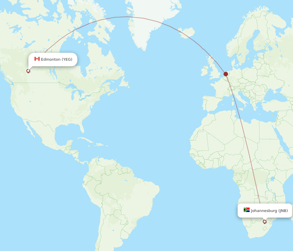 YEG-JNB flight routes