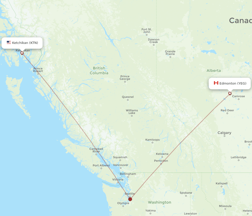 YEG-KTN flight routes