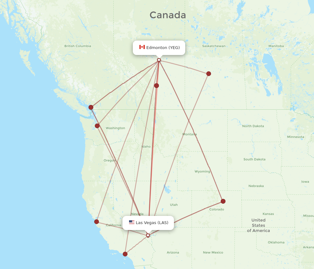YEG to LAS flights and routes map