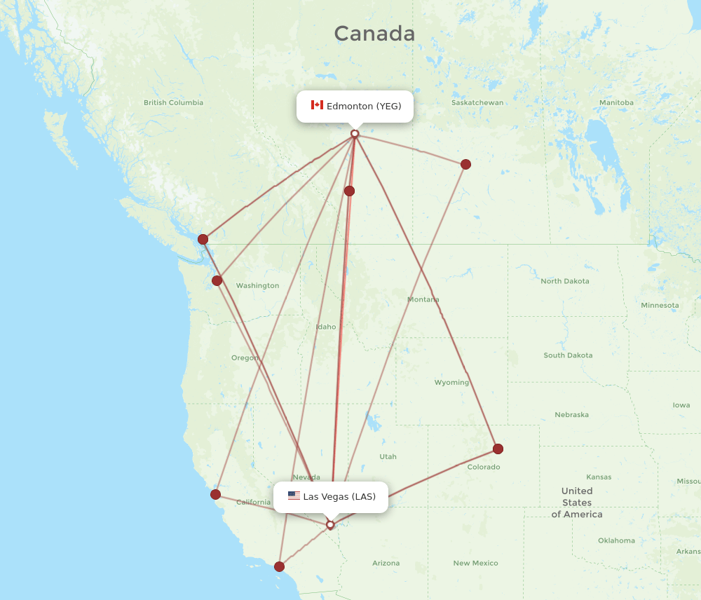 YEG-LAS flight routes